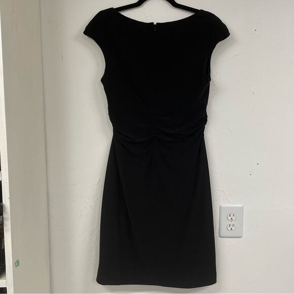 Kay Unger Black Cap Sleeve Womens Mini Sheath Dress 12 Dark Academia Preppy - Picture 8 of 9